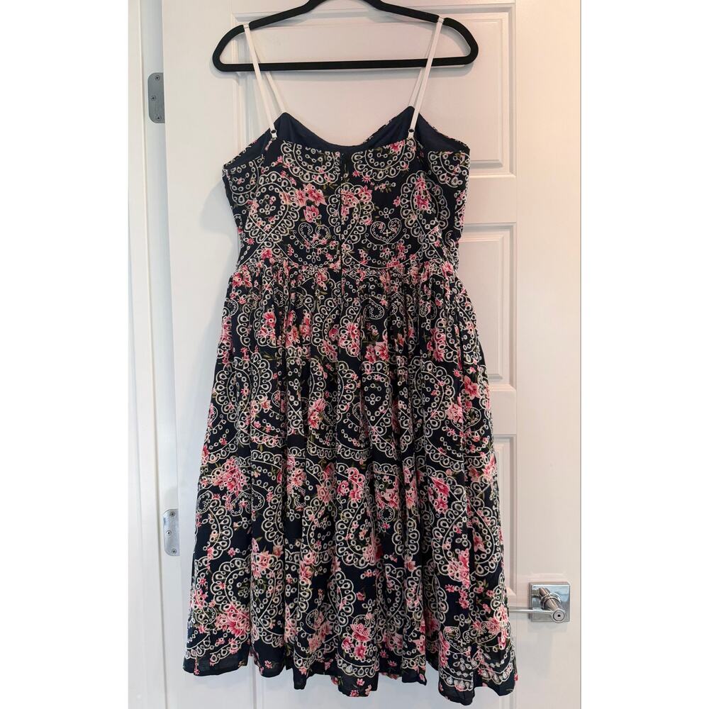Unique Vintage Strappy Floral Paisley Eyelet Lace Midi Dress Size XL Party - Picture 2 of 8